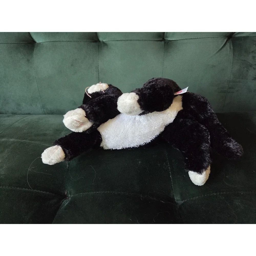 2011 Ty Classic Shadow Cat Plush Tuxedo Black White Kitty Laying 12